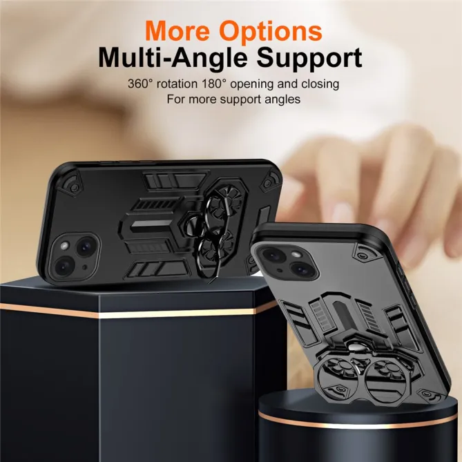 Coque iPhone 15 Anneau Rotatif Béquille Militaire Antichoc