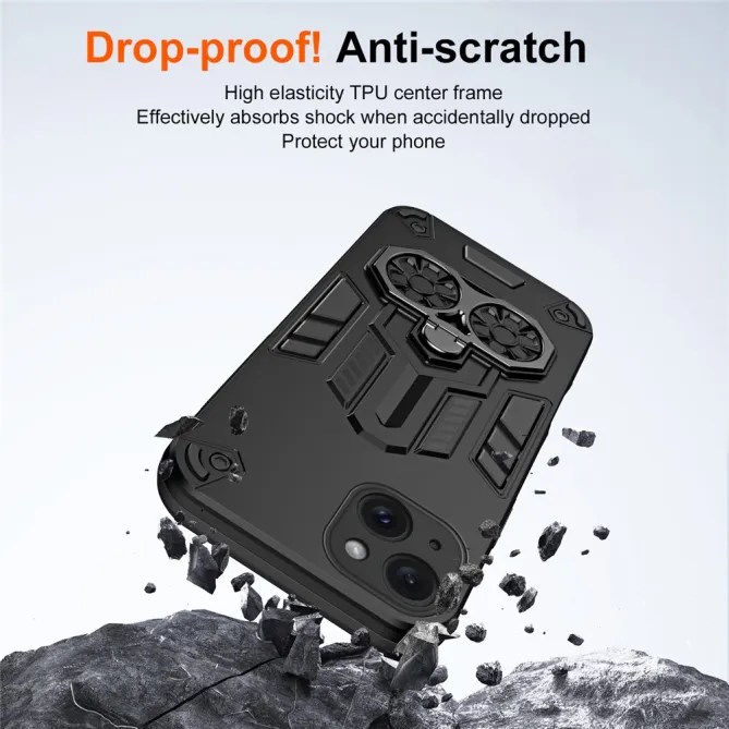 Coque iPhone 15 Anneau Rotatif Béquille Militaire Antichoc