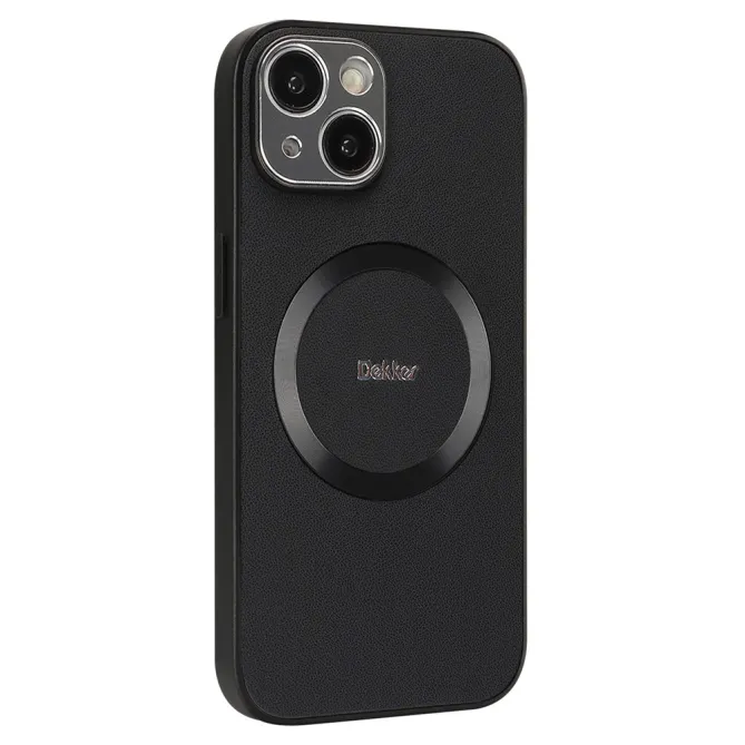 Coque iPhone 15 Compatible MagSafe Simili Cuir Slim