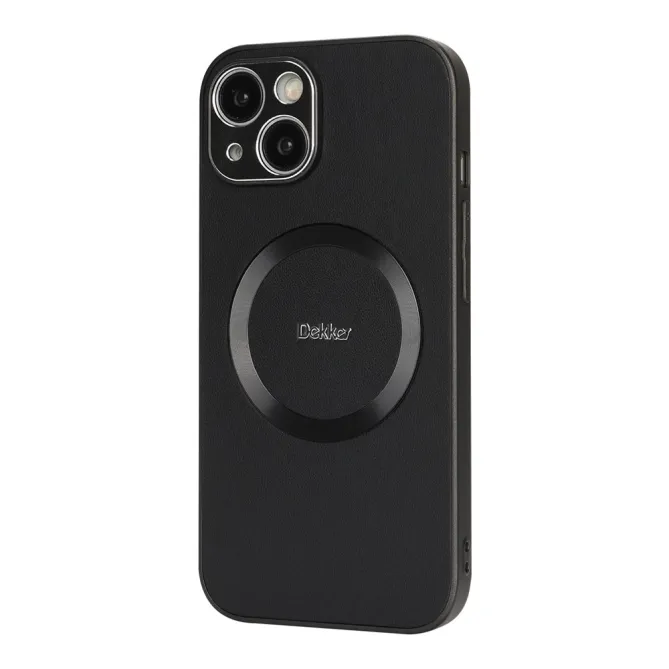 Coque iPhone 15 Compatible MagSafe Simili Cuir Slim