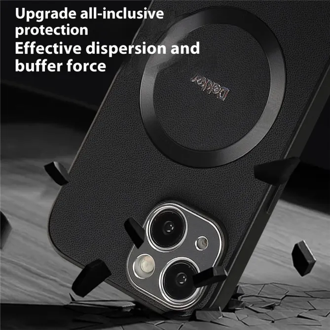 Coque iPhone 15 Compatible MagSafe Simili Cuir Slim