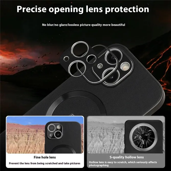 Coque iPhone 15 Compatible MagSafe Simili Cuir Slim