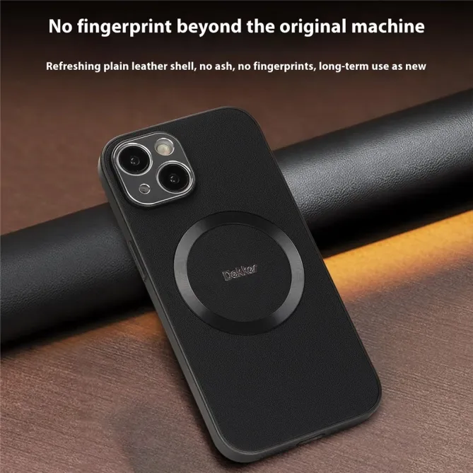 Coque iPhone 15 Compatible MagSafe Simili Cuir Slim