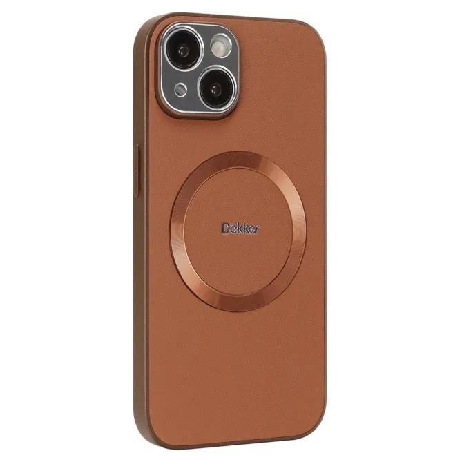 Coque iPhone 15 Compatible MagSafe Simili Cuir Slim