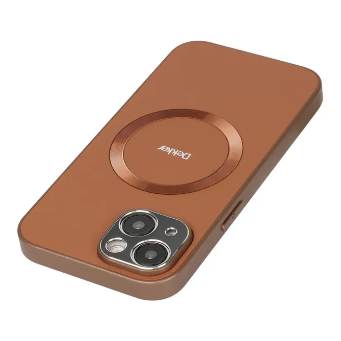 Coque iPhone 15 Compatible MagSafe Simili Cuir Slim