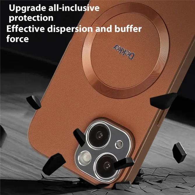 Coque iPhone 15 Compatible MagSafe Simili Cuir Slim