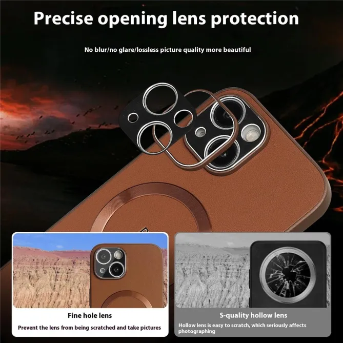 Coque iPhone 15 Compatible MagSafe Simili Cuir Slim