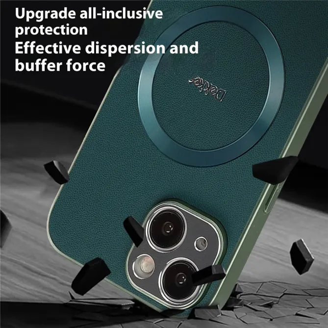 Coque iPhone 15 Compatible MagSafe Simili Cuir Slim