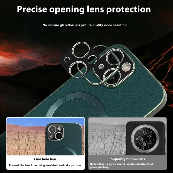 Coque iPhone 15 Compatible MagSafe Simili Cuir Slim