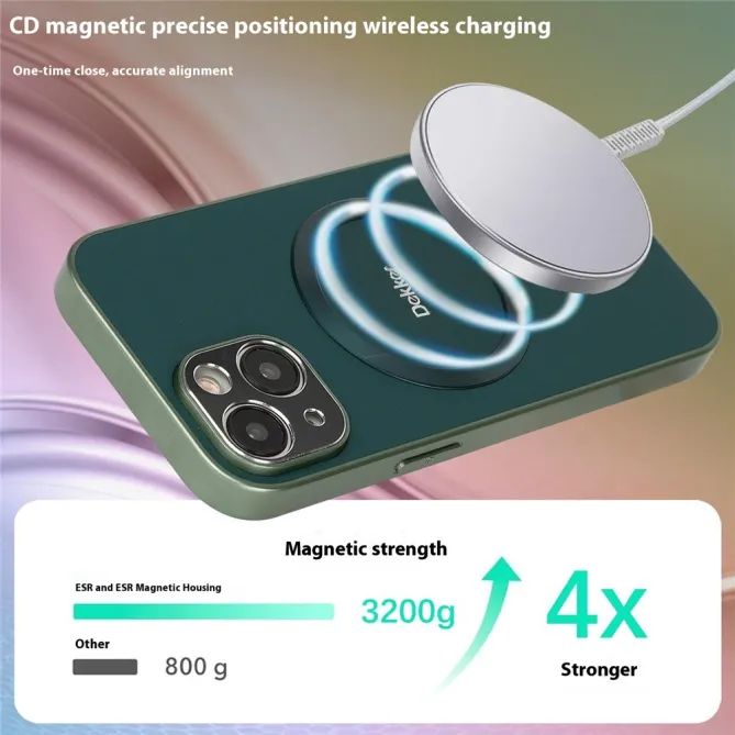 Coque iPhone 15 Compatible MagSafe Simili Cuir Slim