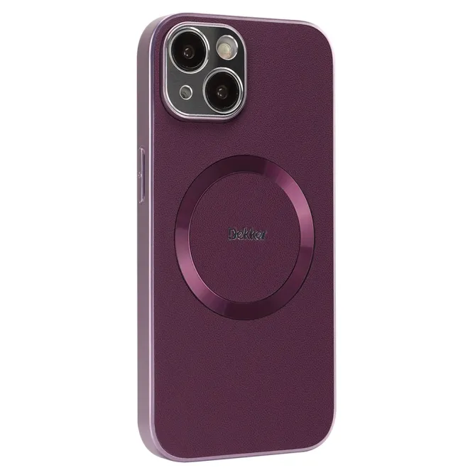 Coque iPhone 15 Compatible MagSafe Simili Cuir Slim