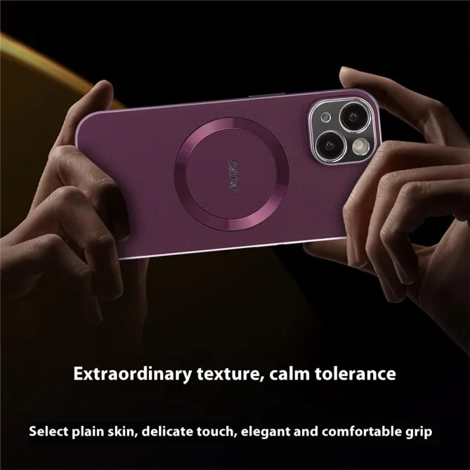 Coque iPhone 15 Compatible MagSafe Simili Cuir Slim