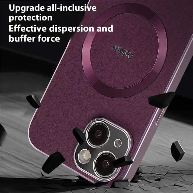 Coque iPhone 15 Compatible MagSafe Simili Cuir Slim
