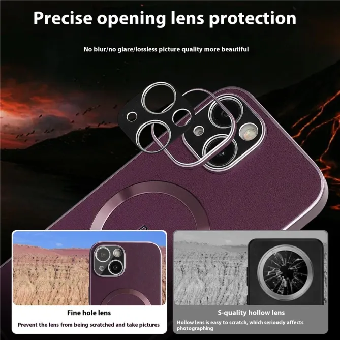 Coque iPhone 15 Compatible MagSafe Simili Cuir Slim