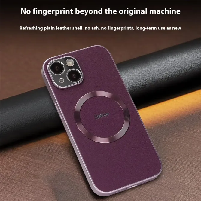 Coque iPhone 15 Compatible MagSafe Simili Cuir Slim