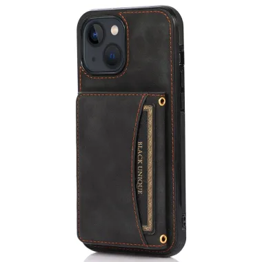 Coque iPhone 15 Portefeuille Tri-Fold Simili Cuir Béquille