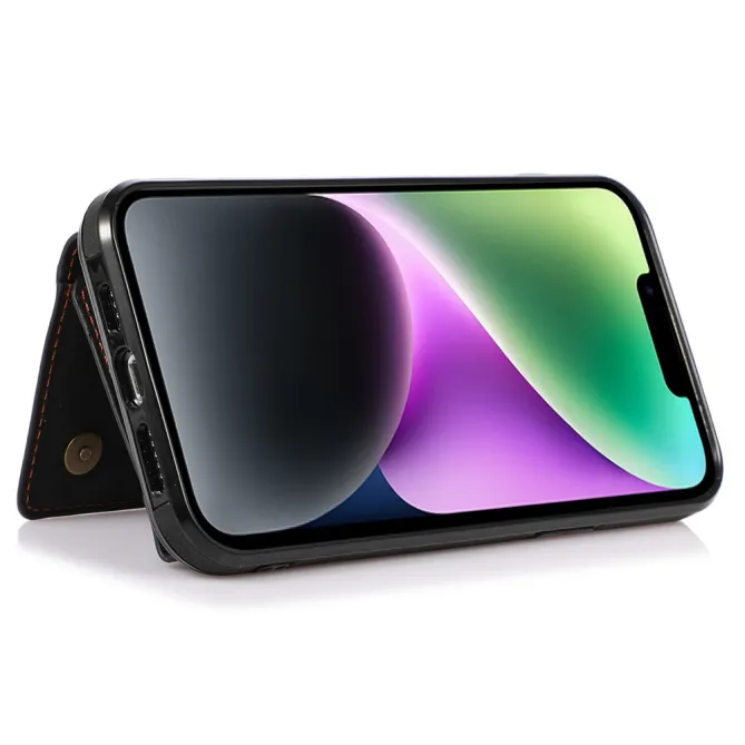 Coque iPhone 15 Portefeuille Tri-Fold Simili Cuir Béquille