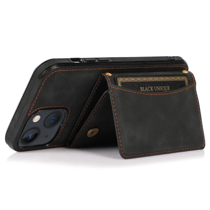 Coque iPhone 15 Portefeuille Tri-Fold Simili Cuir Béquille