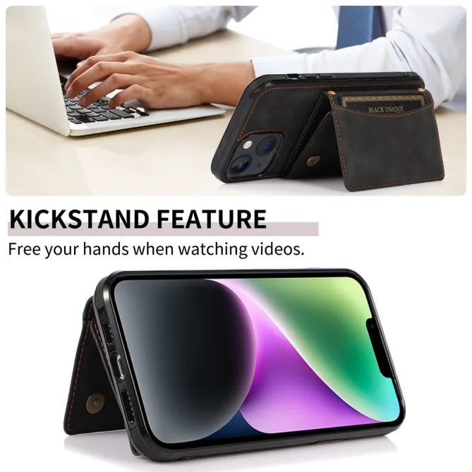 Coque iPhone 15 Portefeuille Tri-Fold Simili Cuir Béquille