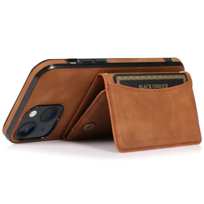 Coque iPhone 15 Portefeuille Tri-Fold Simili Cuir Béquille