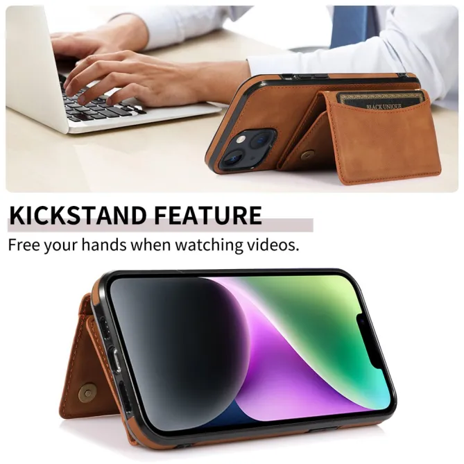 Coque iPhone 15 Portefeuille Tri-Fold Simili Cuir Béquille