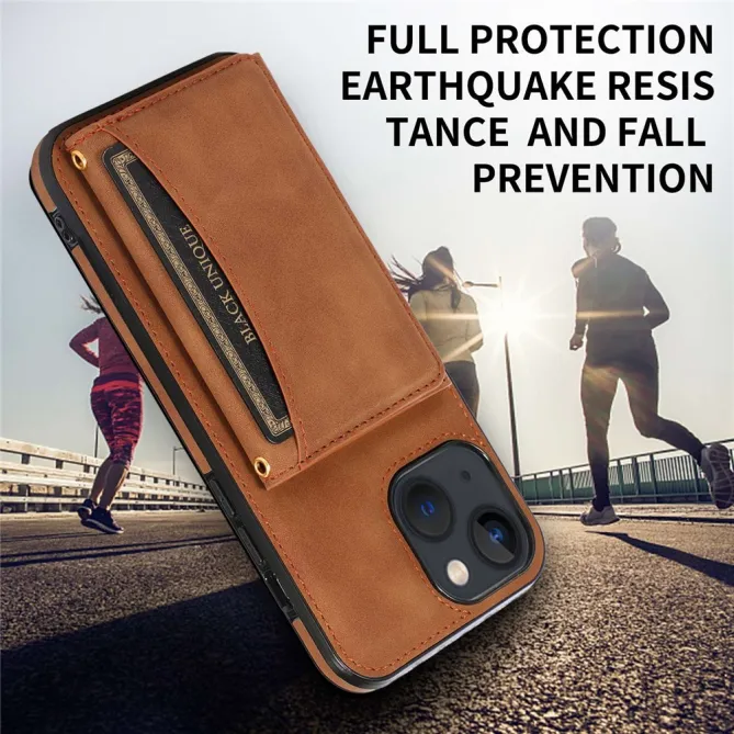 Coque iPhone 15 Portefeuille Tri-Fold Simili Cuir Béquille