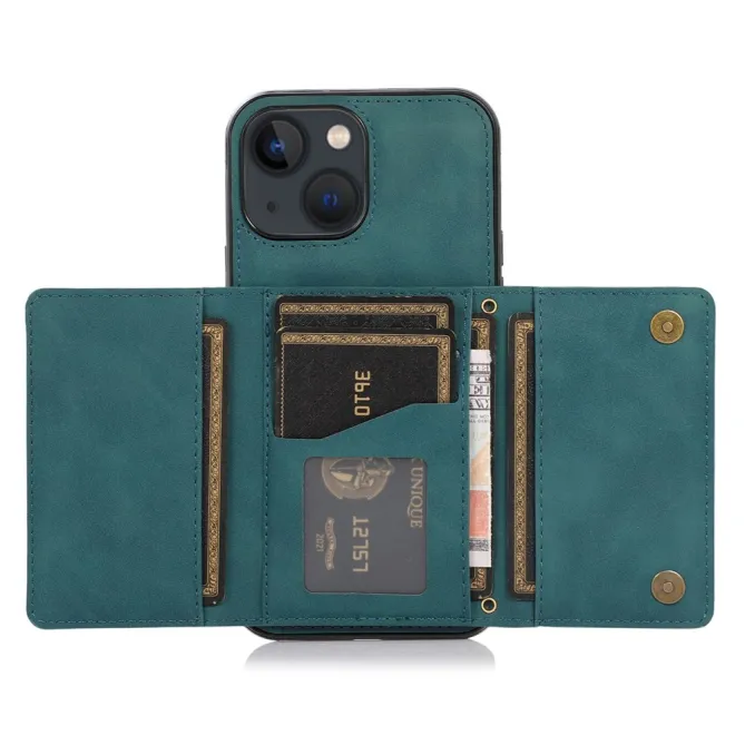 Coque iPhone 15 Portefeuille Tri-Fold Simili Cuir Béquille