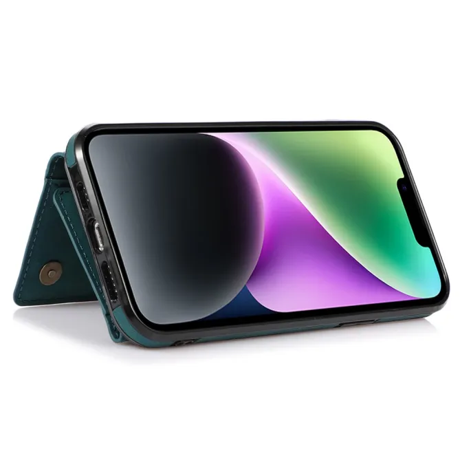 Coque iPhone 15 Portefeuille Tri-Fold Simili Cuir Béquille