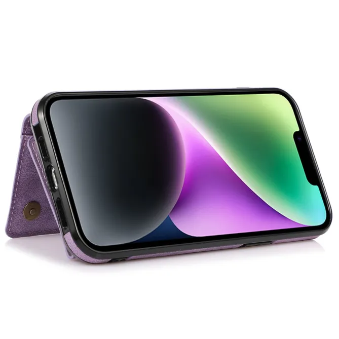 Coque iPhone 15 Portefeuille Tri-Fold Simili Cuir Béquille
