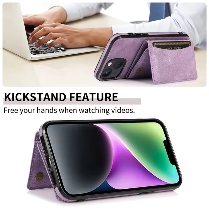 Coque iPhone 15 Portefeuille Tri-Fold Simili Cuir Béquille
