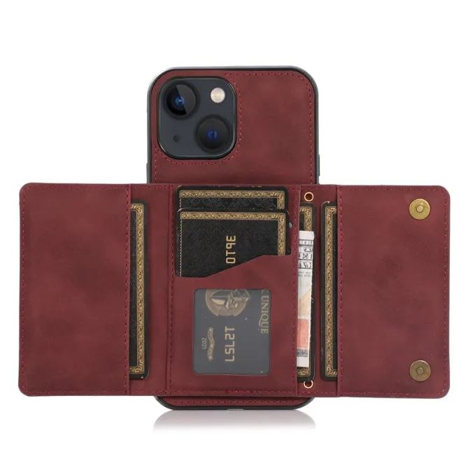 Coque iPhone 15 Portefeuille Tri-Fold Simili Cuir Béquille