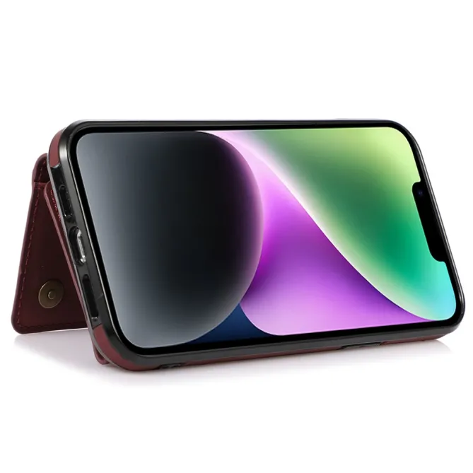 Coque iPhone 15 Portefeuille Tri-Fold Simili Cuir Béquille