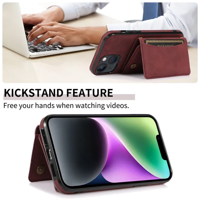 Coque iPhone 15 Portefeuille Tri-Fold Simili Cuir Béquille