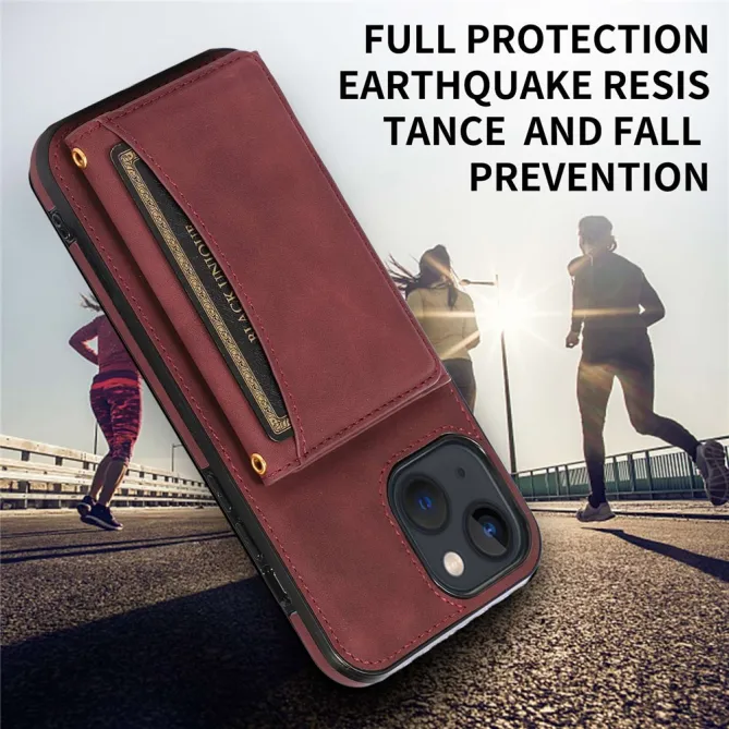 Coque iPhone 15 Portefeuille Tri-Fold Simili Cuir Béquille