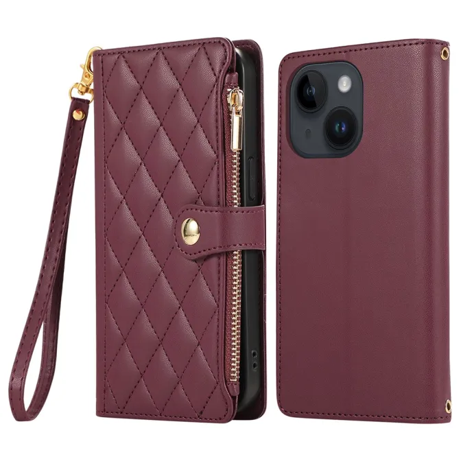 Housse iPhone 15 Matelassée Zippée Multi-Cartes Dragonne
