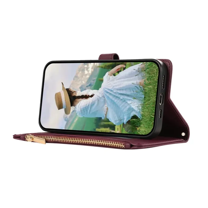 Housse iPhone 15 Matelassée Zippée Multi-Cartes Dragonne