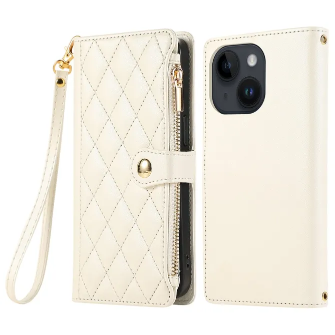 Housse iPhone 15 Matelassée Zippée Multi-Cartes Dragonne
