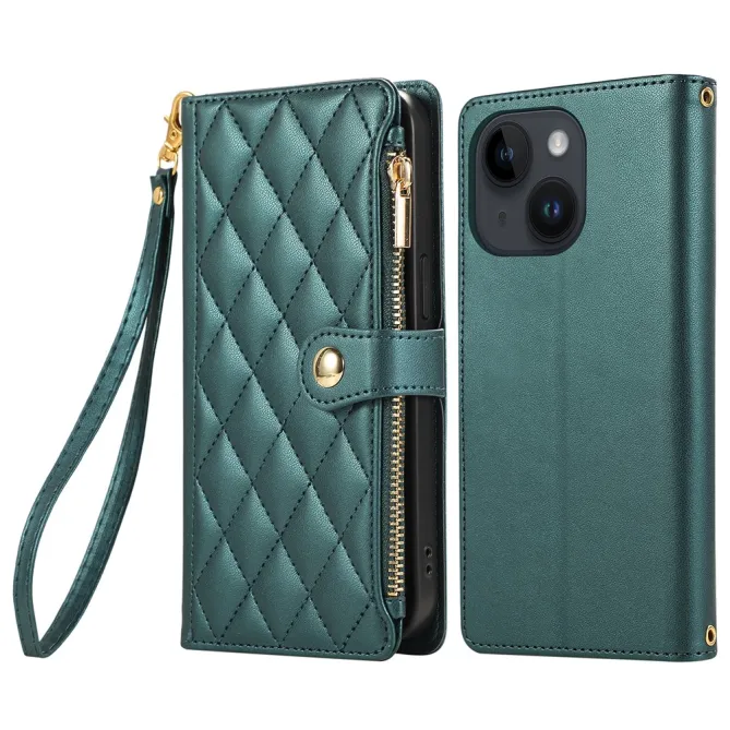 Housse iPhone 15 Matelassée Zippée Multi-Cartes Dragonne