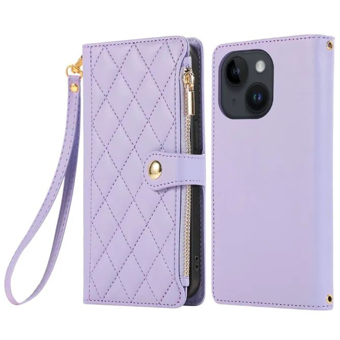 Housse iPhone 15 Matelassée Zippée Multi-Cartes Dragonne