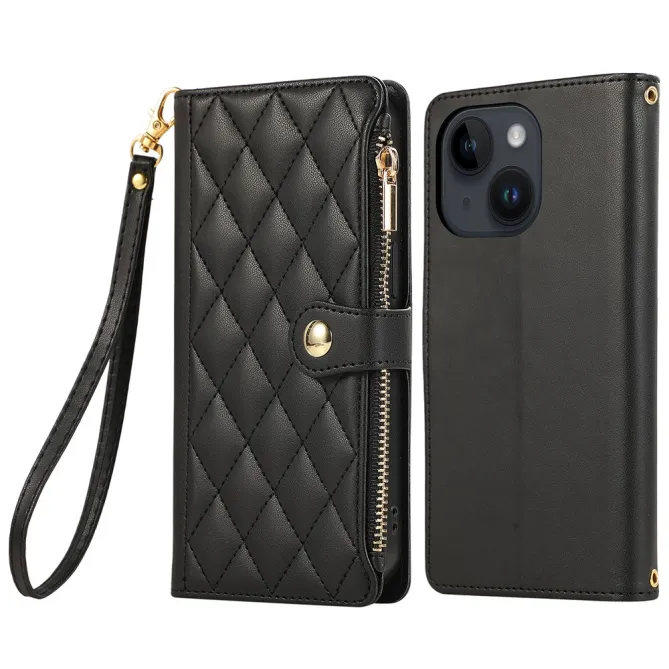 Housse iPhone 15 Matelassée Zippée Multi-Cartes Dragonne