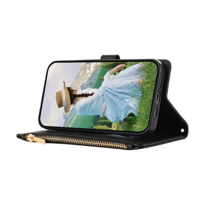 Housse iPhone 15 Matelassée Zippée Multi-Cartes Dragonne