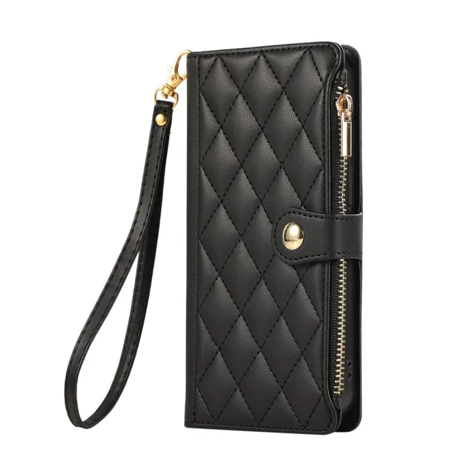 Housse iPhone 15 Matelassée Zippée Multi-Cartes Dragonne