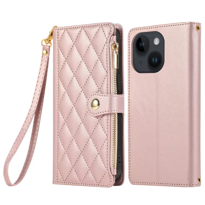 Housse iPhone 15 Matelassée Zippée Multi-Cartes Dragonne