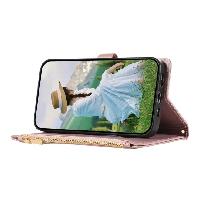 Housse iPhone 15 Matelassée Zippée Multi-Cartes Dragonne