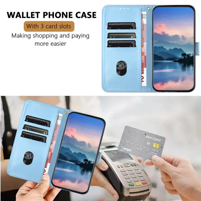 Housse iPhone 15 Simili Cuir Litchi Portefeuille Béquille Dragonne