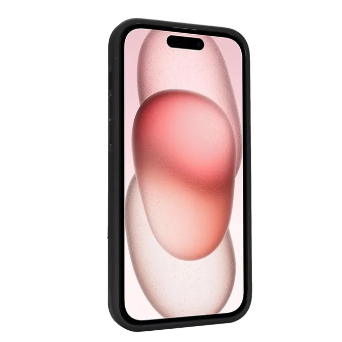 Coque iPhone 15 Simili Cuir Litchi Portefeuille Zippé Anneau Béquille