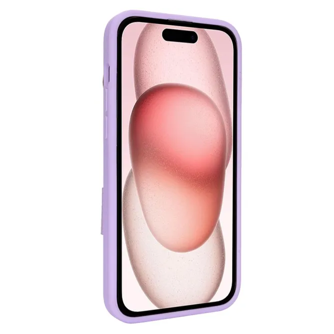 Coque iPhone 15 Simili Cuir Litchi Portefeuille Zippé Anneau Béquille