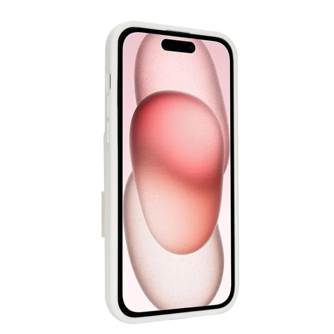 Coque iPhone 15 Simili Cuir Litchi Portefeuille Zippé Anneau Béquille