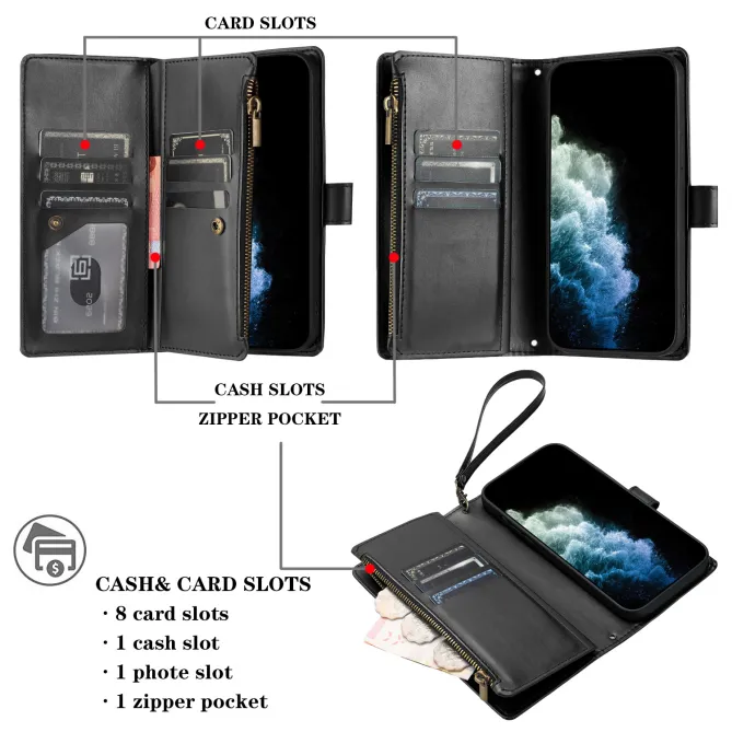 Housse Sony Xperia 1 VIII Portefeuille Zippée 9 Emplacements Dragonne