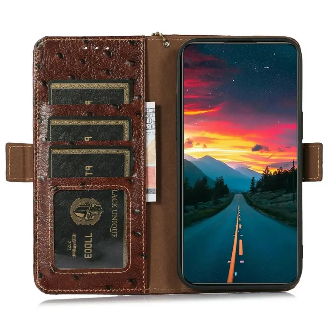 Housse Sony Xperia 1 VIII Cuir Véritable Effet Peau d'Autruche